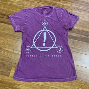 Panic At The Disco Top Womens Medium Purple Band T-Shirt Graphic Logo Cotton Tee